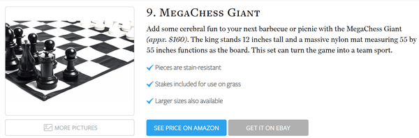 MegaChess 12 Inch Plastic Giant Chess Set Voted 9th Best Chess Set in the World
