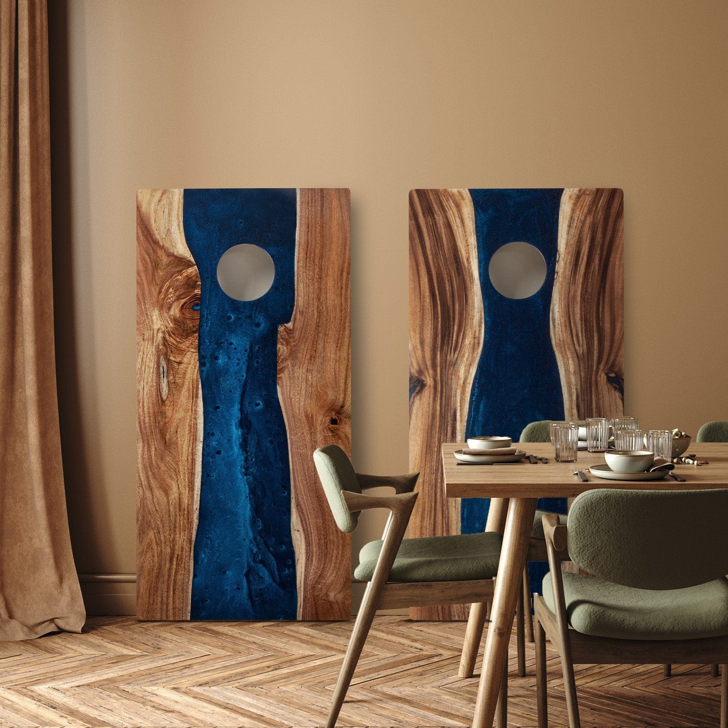 Elakai Outdoor Cornhole Boards 2ft x 4ft Resin & Wood Classic Cornhole Set | Live Edge River Collection