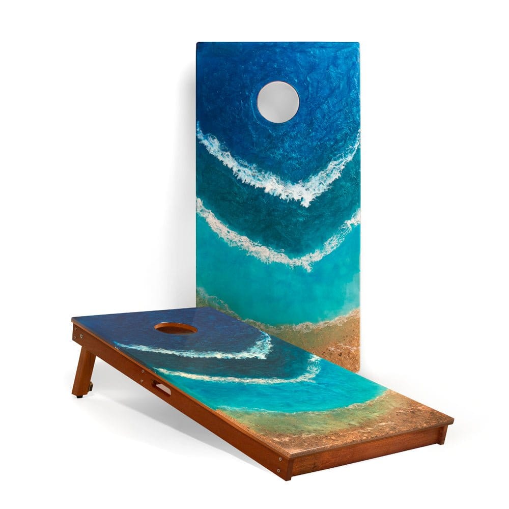 Elakai Outdoor Cornhole Boards 2x4 The Beach Epoxy Resin Cornhole Boards