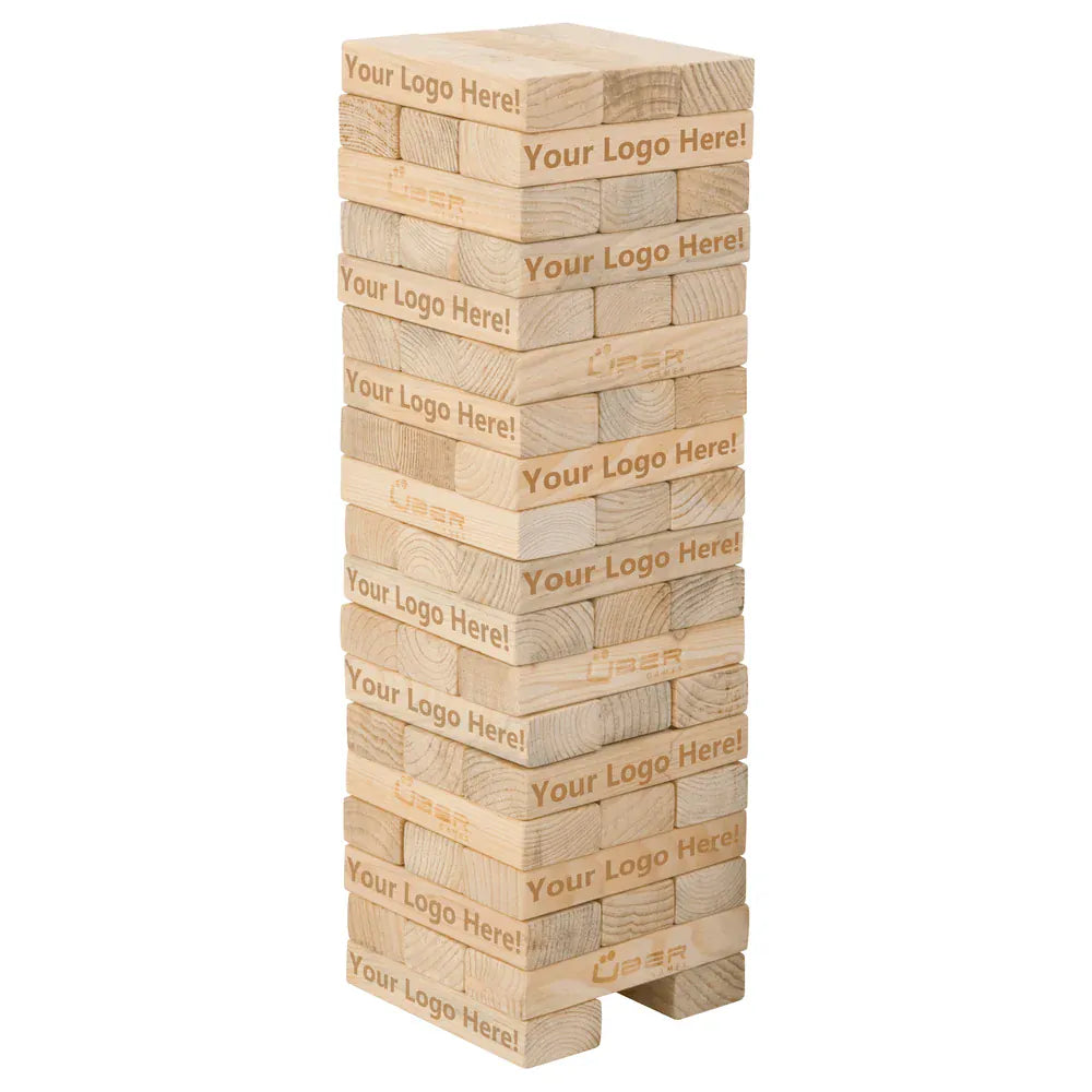 MegaChess Personalized Games Giant Custom Tumbling Tower: Laser-Engraved Hardwood Blocks