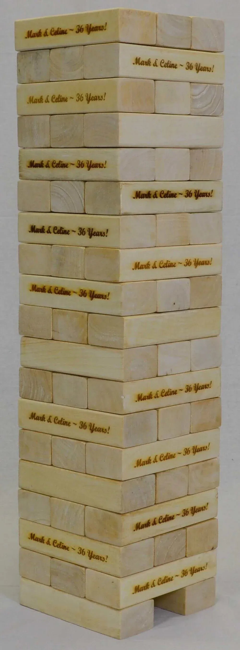 MegaChess Personalized Games Giant Custom Tumbling Tower: Laser-Engraved Hardwood Blocks