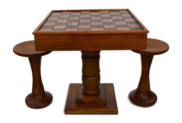 MegaChess Teak Giant Chess Table With 4 Inch Squares - 2' 10" x 2' 10" | Default Title | MegaChess.com