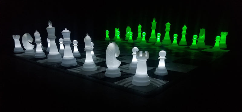 MegaChess 38 Inch Plastic LED Giant Chess Set - Option 2 - Night Time Only Set | Green/White | MegaChess.com
