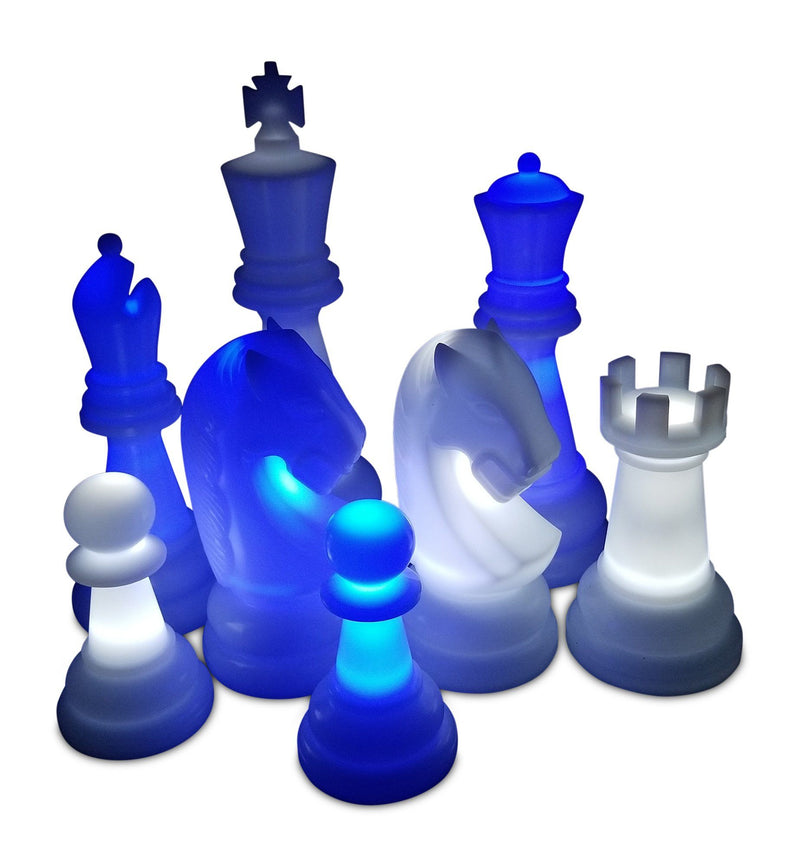 MegaChess 48 Inch Perfect LED Giant Chess Set - Option 2 - Night Time Only Set | Blue/White | MegaChess.com
