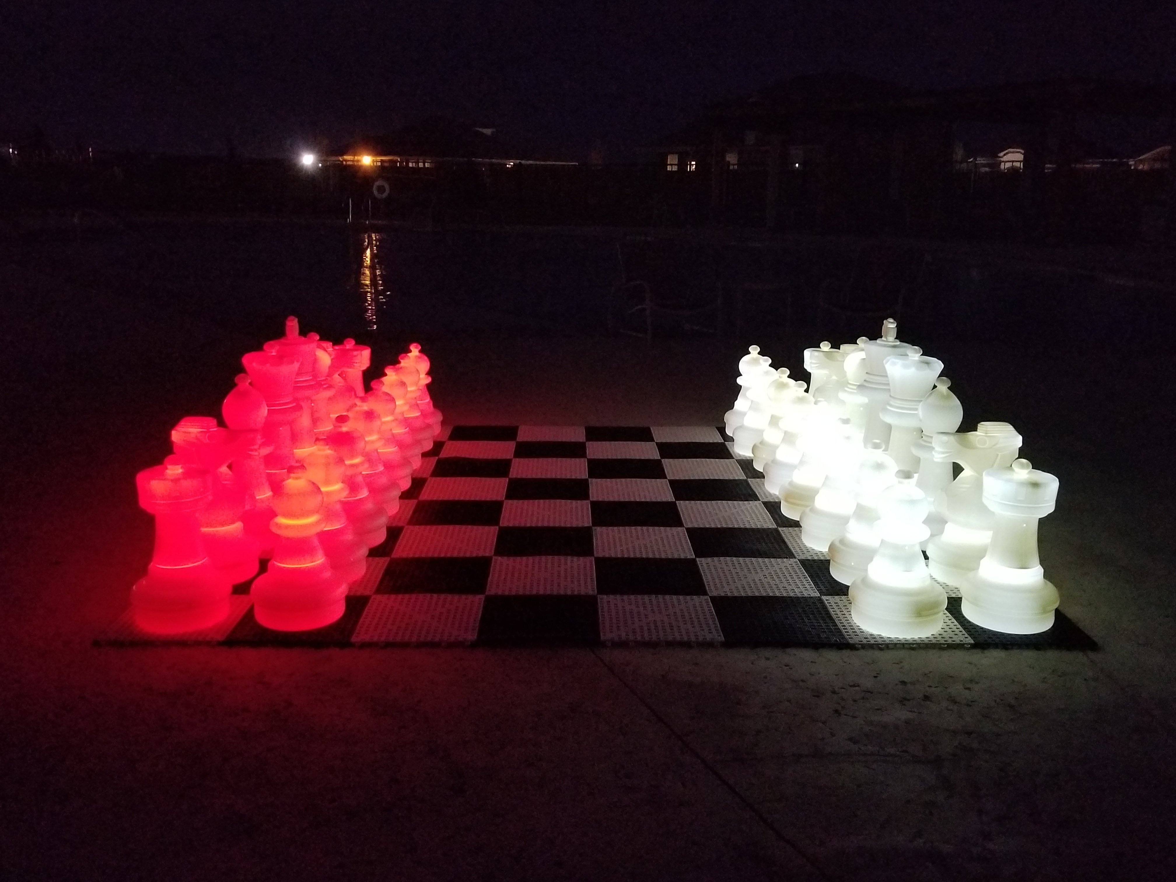 MegaChess 25 Tall Light-Up Giant Chess Set - Day/Night Set - White Side  Illuminates Red