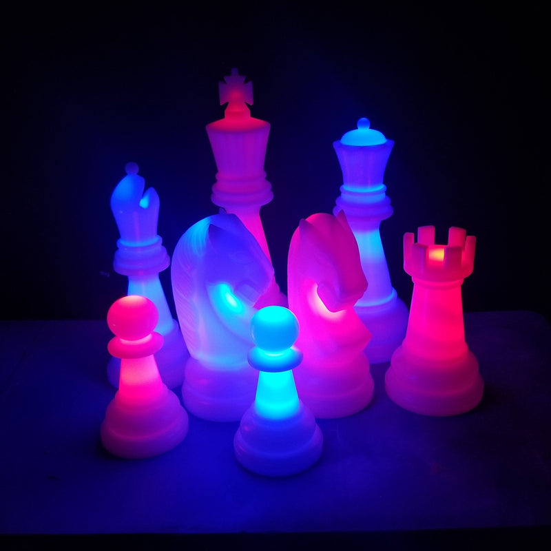 MegaChess 26 Inch Perfect LED Giant Chess Set - Option 2 - Night Time Only Set | Red/Blue | MegaChess.com