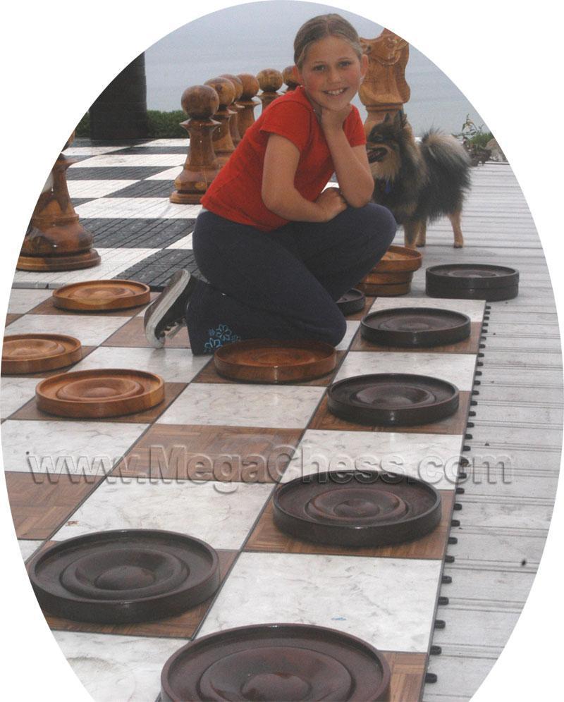 MegaChess 10 Inch Teak Giant Checkers |  | MegaChess.com