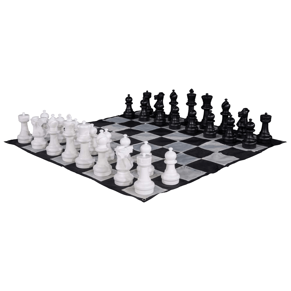 MegaChess Floor Games MegaChess Large Chess Pieces and Large Chess Mat - Black and White - Plastic - 12 inch King