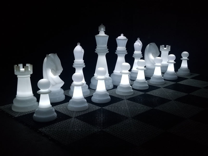 MegaChess 26 Inch Perfect Light-up LED Giant Chess Set  - Option 1 - Day and Night Value Set | White | MegaChess.com