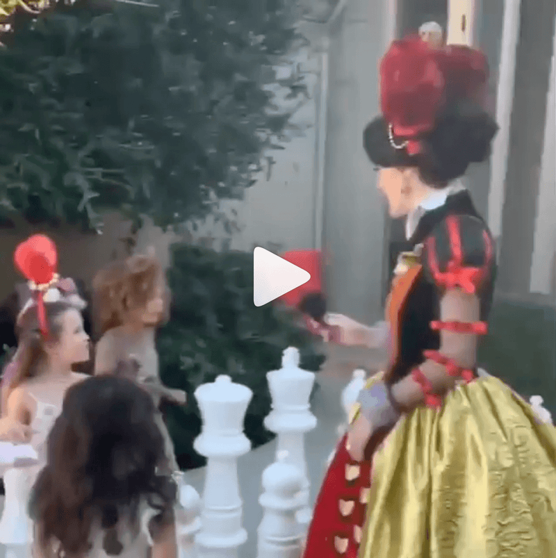 MegaChess Giant Plastic Chess Set at Kardashian Alice In Wonderland Birthday Party