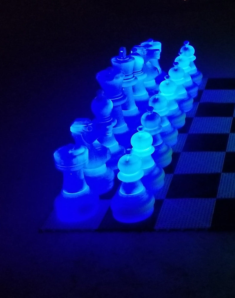 MegaChess 25 Inch Plastic LED Giant Chess Set - Multiple Styles & Colors Available! - TEST | Day/Night - One side lights up (Choose one color) + black side / Blue / None | MegaChess.com