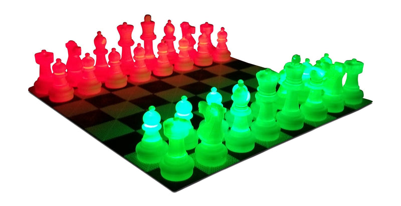 MegaChess 25 Inch Plastic LED Giant Chess Set - Multiple Styles & Colors Available! - TEST | Day/Night Deluxe Set- 2 Sides light up (Choose 2 colors) + Black Side / Red / Green | MegaChess.com