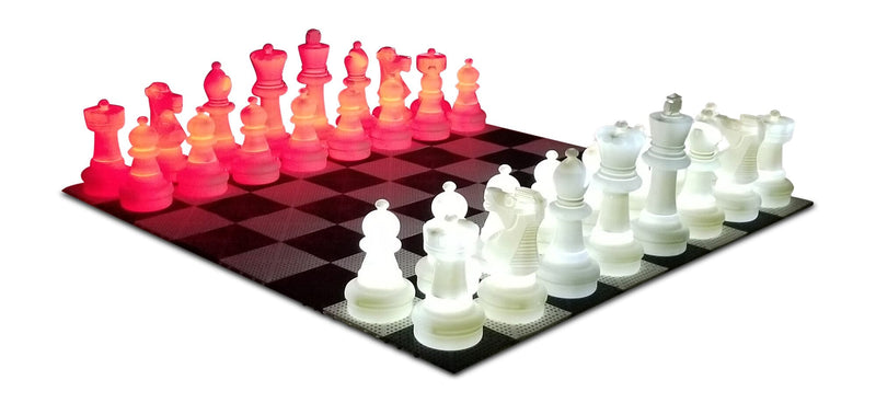 MegaChess 25 Inch Plastic LED Giant Chess Set - Multiple Styles & Colors Available! - TEST | Day/Night Deluxe Set- 2 Sides light up (Choose 2 colors) + Black Side / Red / White | MegaChess.com