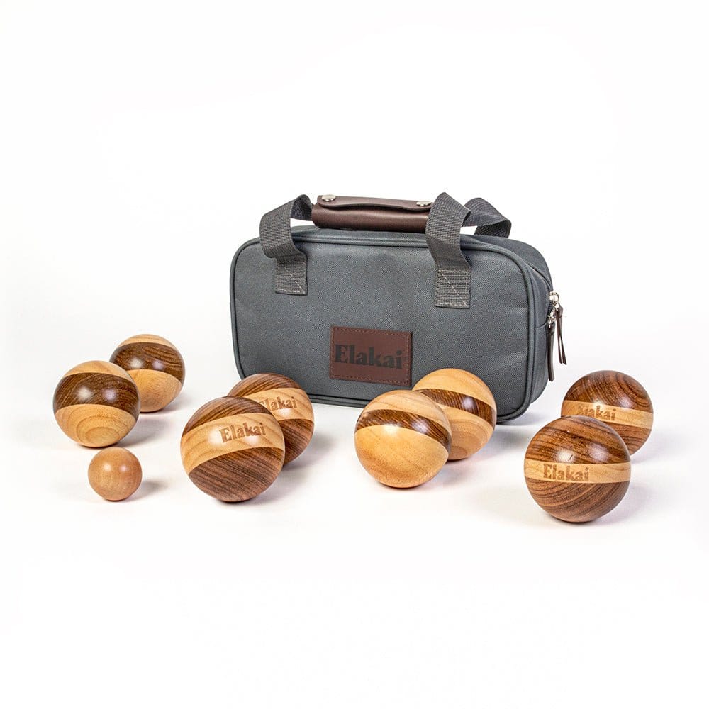 Elakai Outdoor Bocce Hevea Wood 72mm Travel Bocce Set