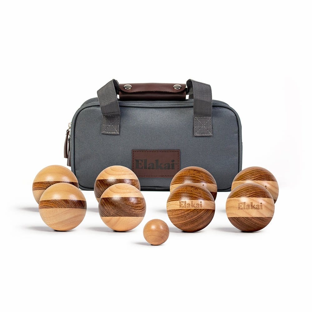 Elakai Outdoor Bocce Hevea Wood 72mm Travel Bocce Set