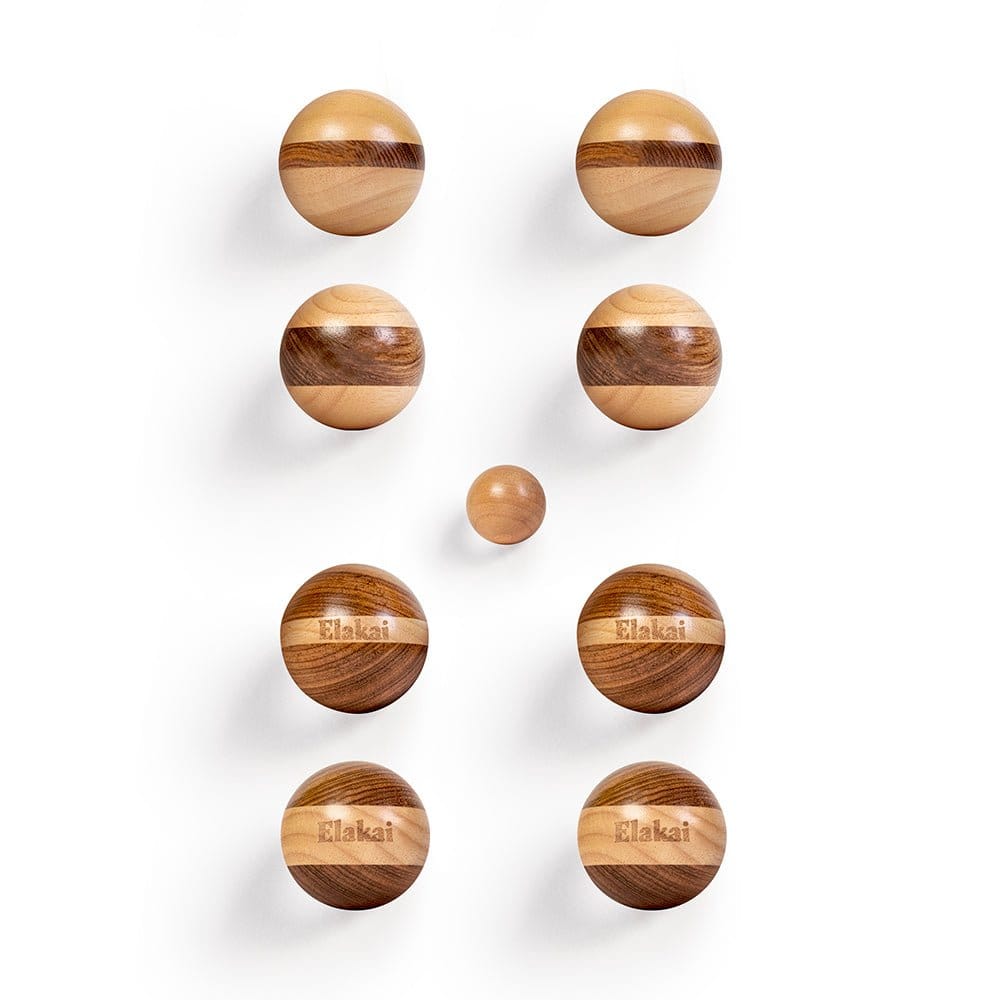 Elakai Outdoor Bocce Hevea Wood 72mm Travel Bocce Set