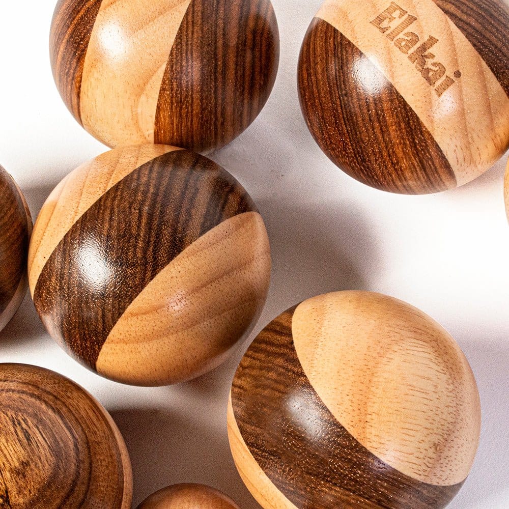 Elakai Outdoor Bocce Hevea Wood 72mm Travel Bocce Set