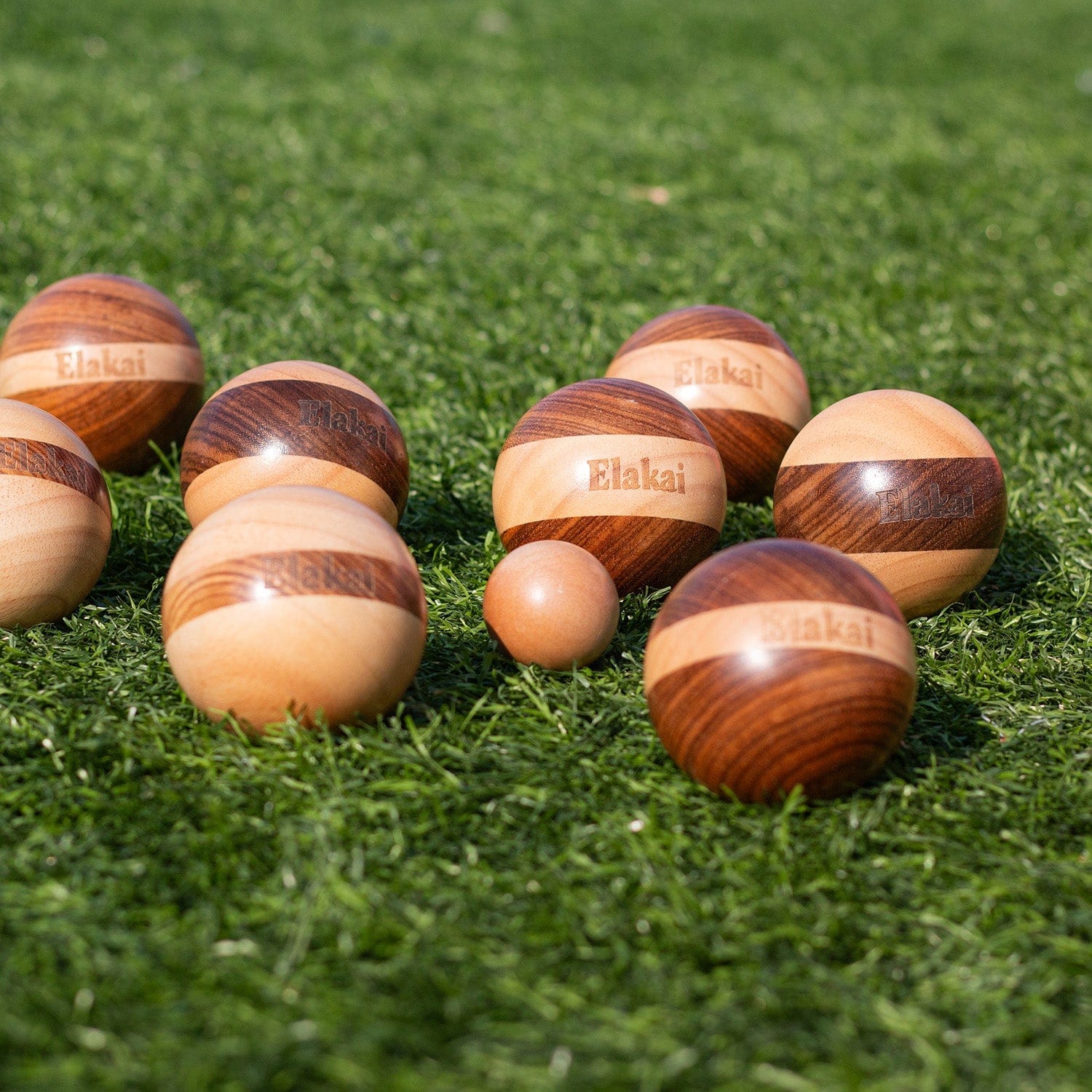 Elakai Outdoor Bocce Hevea Wood 72mm Travel Bocce Set