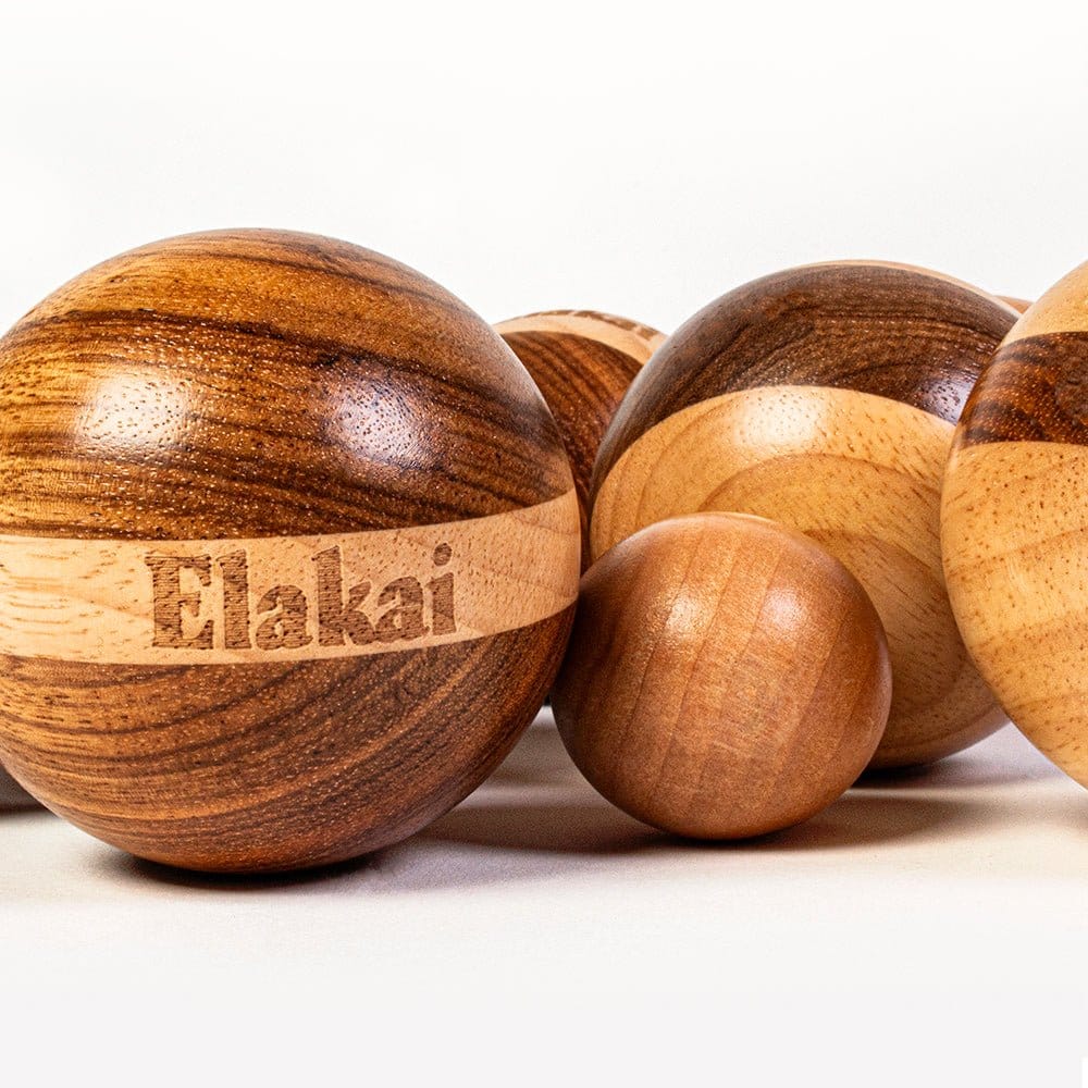 Elakai Outdoor Bocce Hevea Wood 72mm Travel Bocce Set
