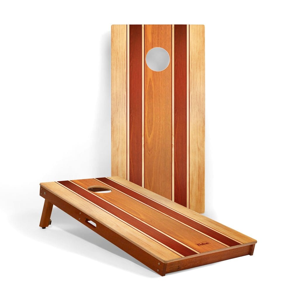 Elakai Outdoor Cornhole Boards 2ft x 4ft Graphic Wood Classic Cornhole Set | Natural Surf Beach Collection