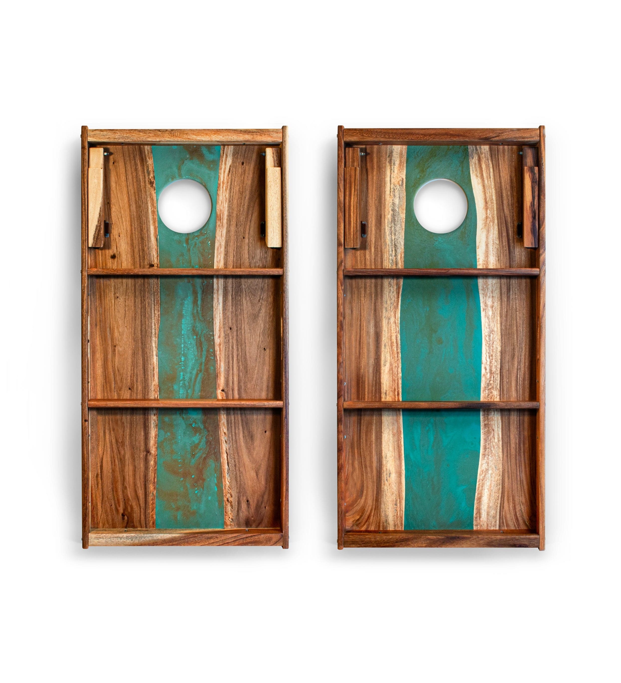 Elakai Outdoor Cornhole Boards 2ft x 4ft Resin & Wood Classic Cornhole Set | Live Edge River Collection