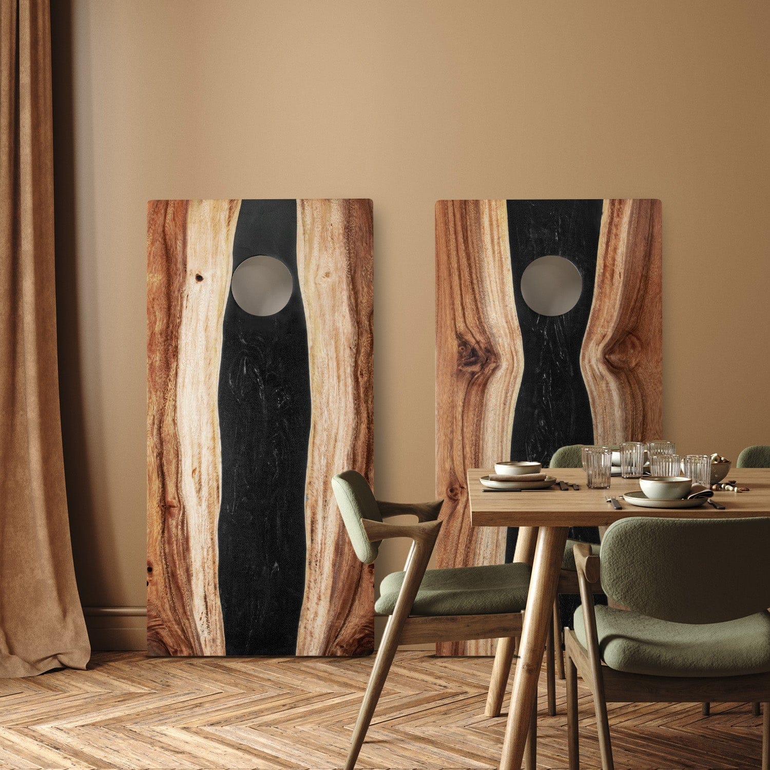 Elakai Outdoor Cornhole Boards 2ft x 4ft Resin & Wood Classic Cornhole Set | Live Edge River Collection