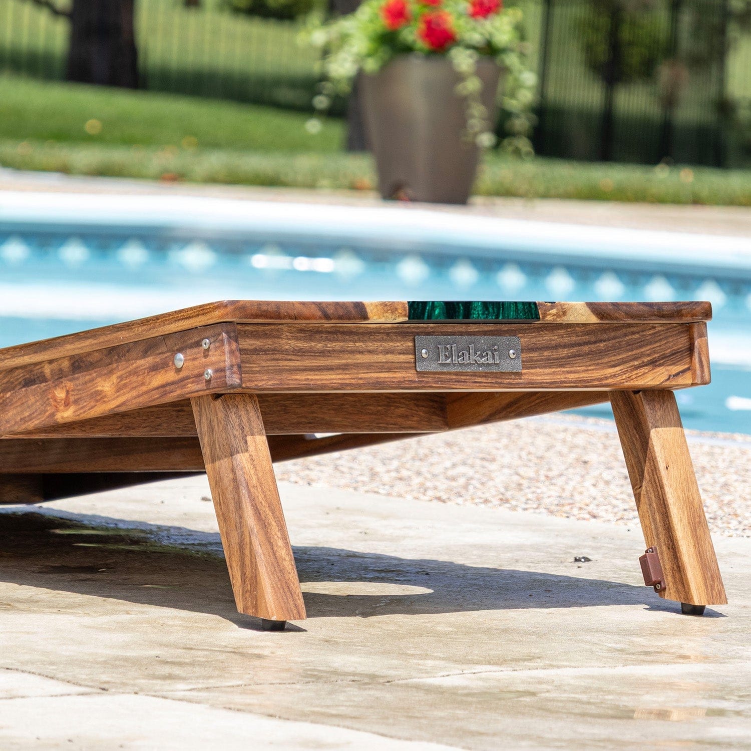 Elakai Outdoor Cornhole Boards 2ft x 4ft Resin & Wood Classic Cornhole Set | Live Edge River Collection