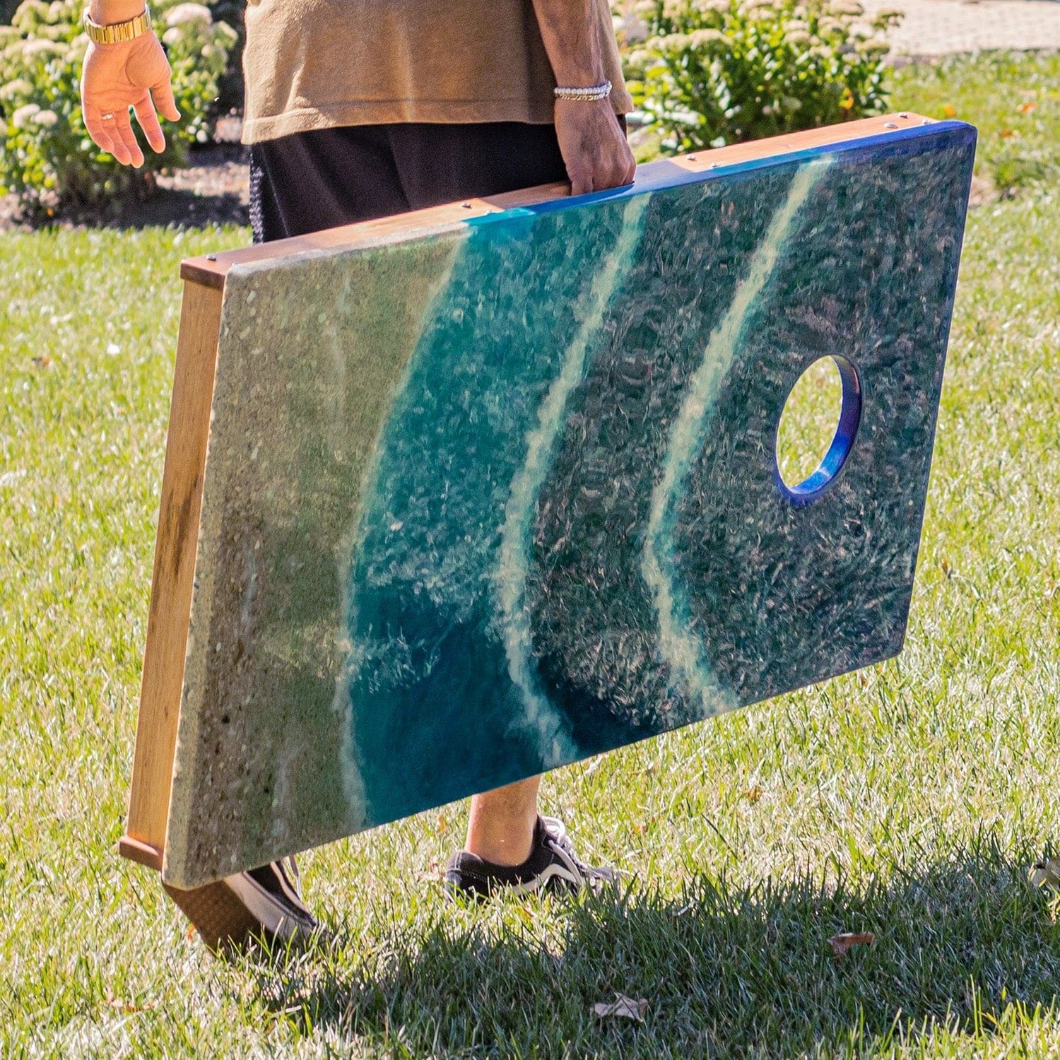 Elakai Outdoor Cornhole Boards 2x4 The Beach Epoxy Resin Cornhole Boards