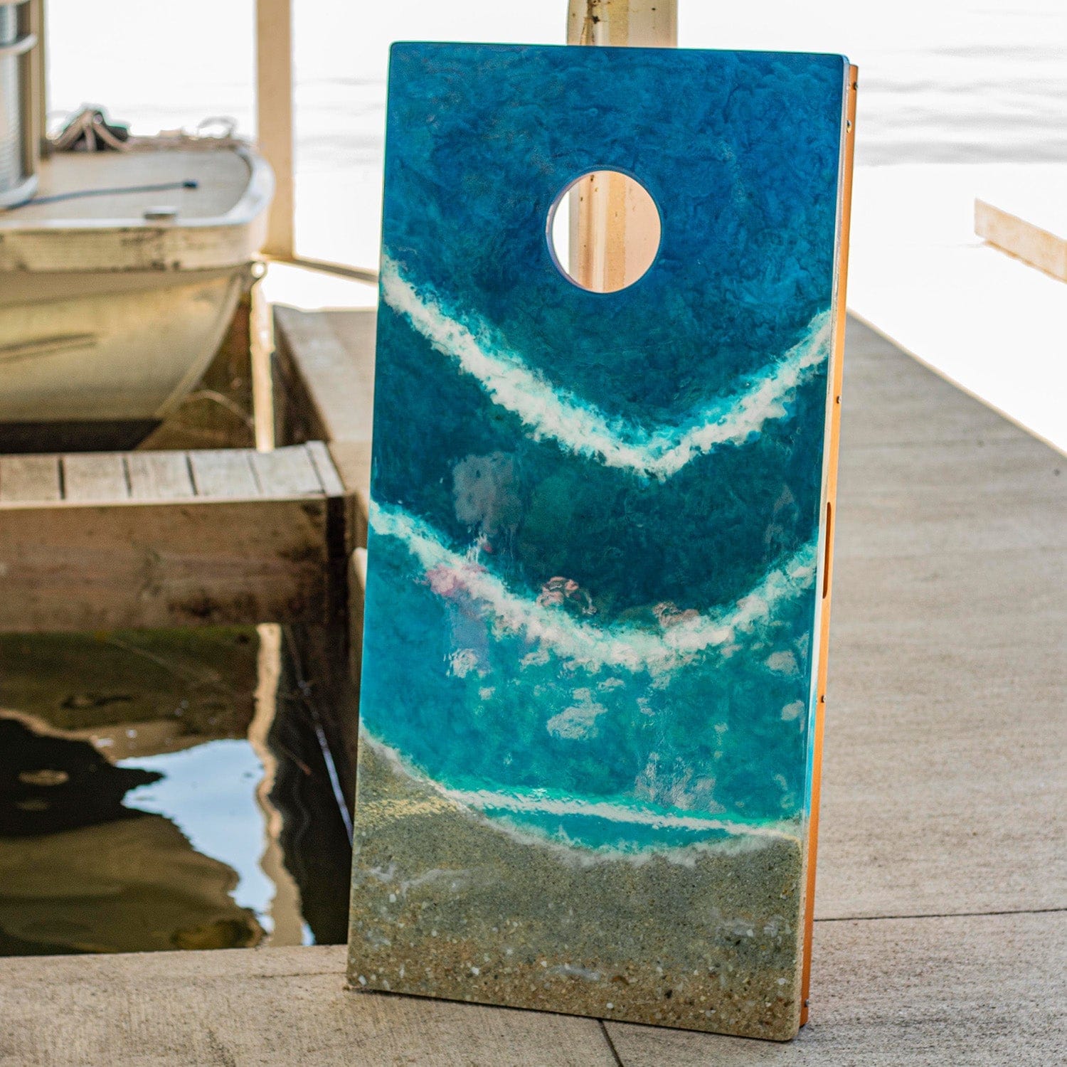 Elakai Outdoor Cornhole Boards 2x4 The Beach Epoxy Resin Cornhole Boards