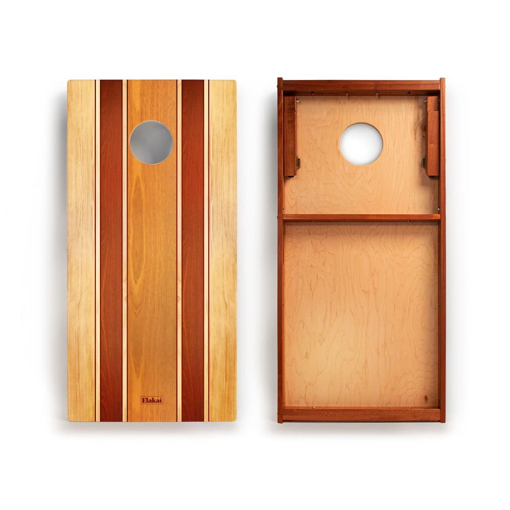 Elakai Outdoor Cornhole Boards Classic Woody 2ft x 4ft Graphic Wood Classic Cornhole Set | Natural Surf Beach Collection