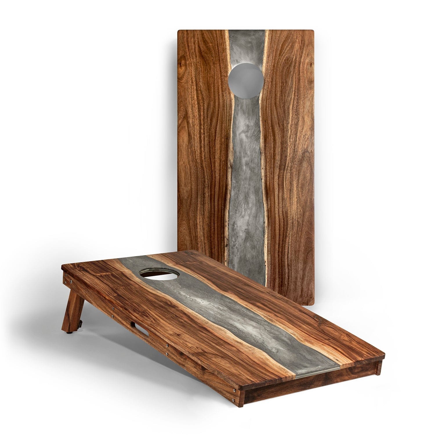 2ft x 4ft Resin & Wood Classic Cornhole Set | Live Edge River Collecti
