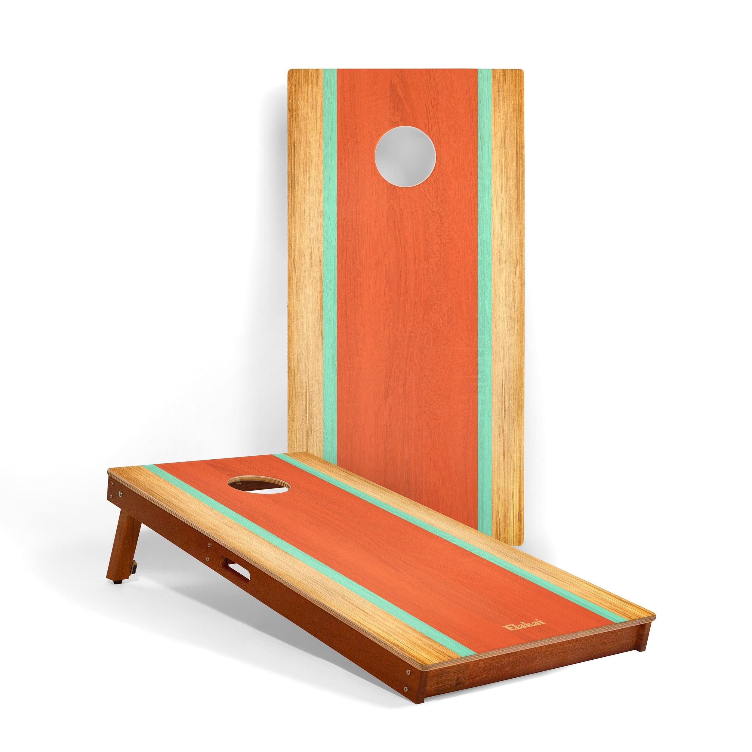 Elakai Outdoor Cornhole Boards Guppy 2ft x 4ft Graphic Wood Classic Cornhole Set | Classic Beach Stripes Collection