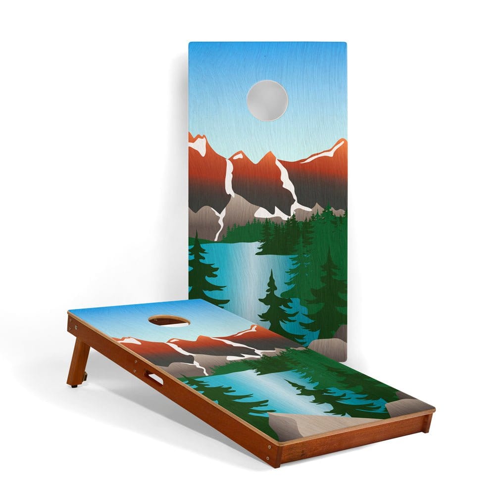 Elakai Outdoor Cornhole Boards Rocky Mountains 2ft x 4ft Graphic Wood Classic Cornhole Set | National Parks Inspired Collection