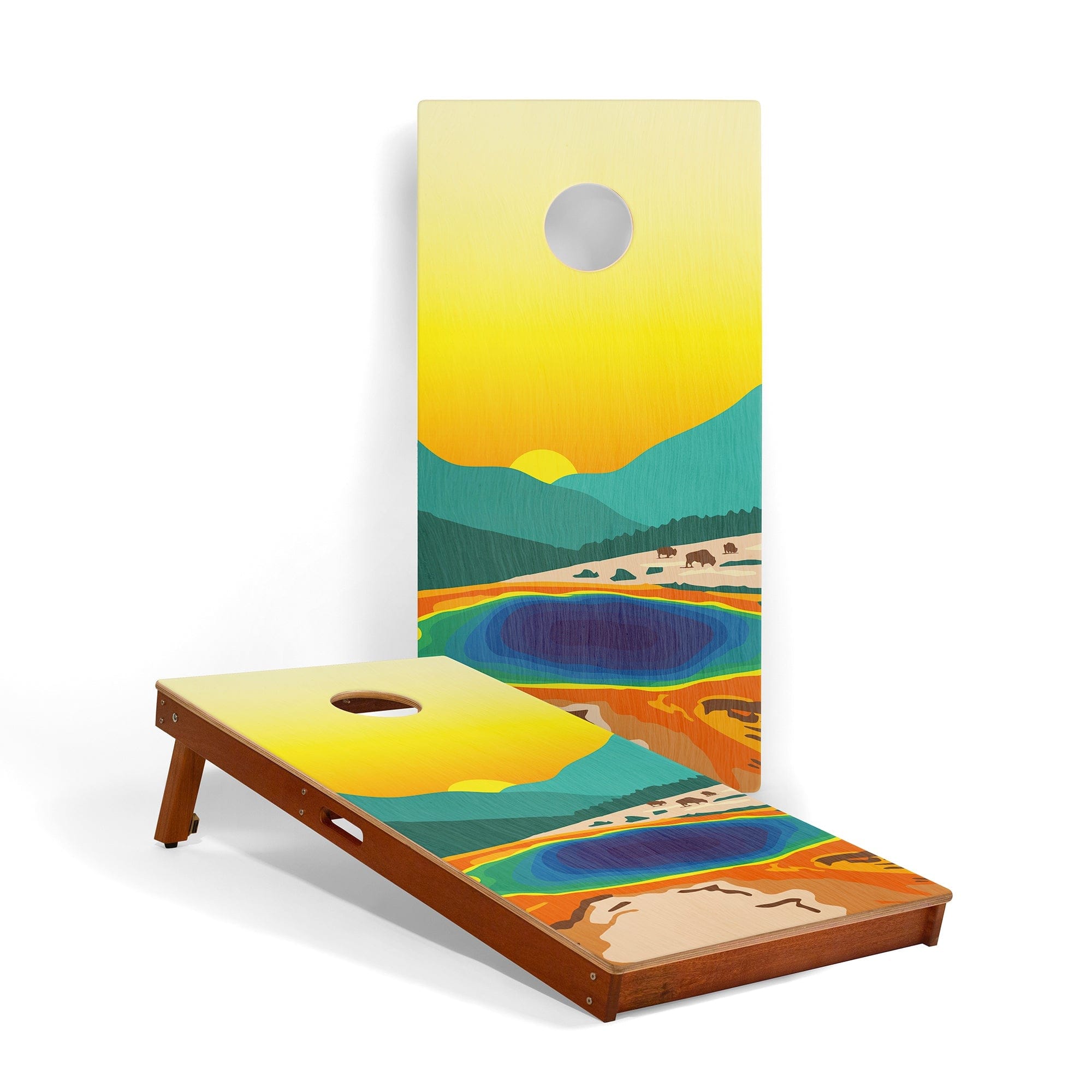 Elakai Outdoor Cornhole Boards Yellowstone 2ft x 4ft Graphic Wood Classic Cornhole Set | National Parks Inspired Collection