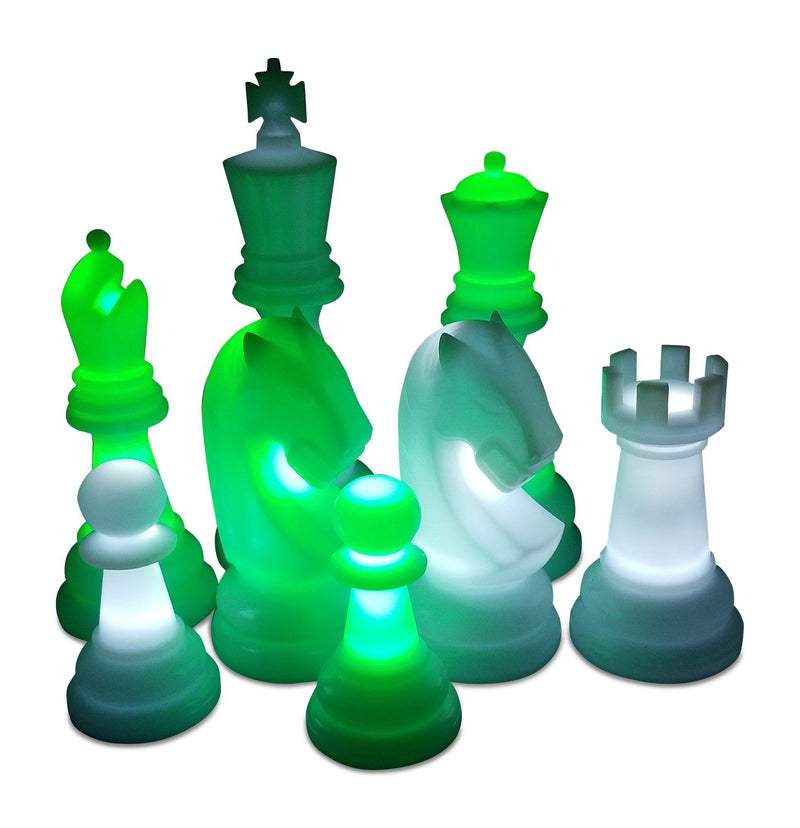 MegaChess 26 Inch Perfect LED Giant Chess Set - Option 3 - Day and Night Deluxe Set | Green/White/Black | MegaChess.com