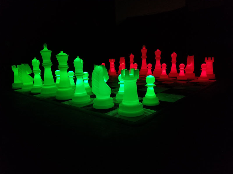 MegaChess 38 Inch Plastic LED Giant Chess Set - Option 2 - Night Time Only Set | Red/Green | MegaChess.com