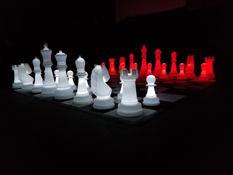 MegaChess 38 Inch Plastic LED Giant Chess Set - Option 2 - Night Time Only Set | Red/White | MegaChess.com