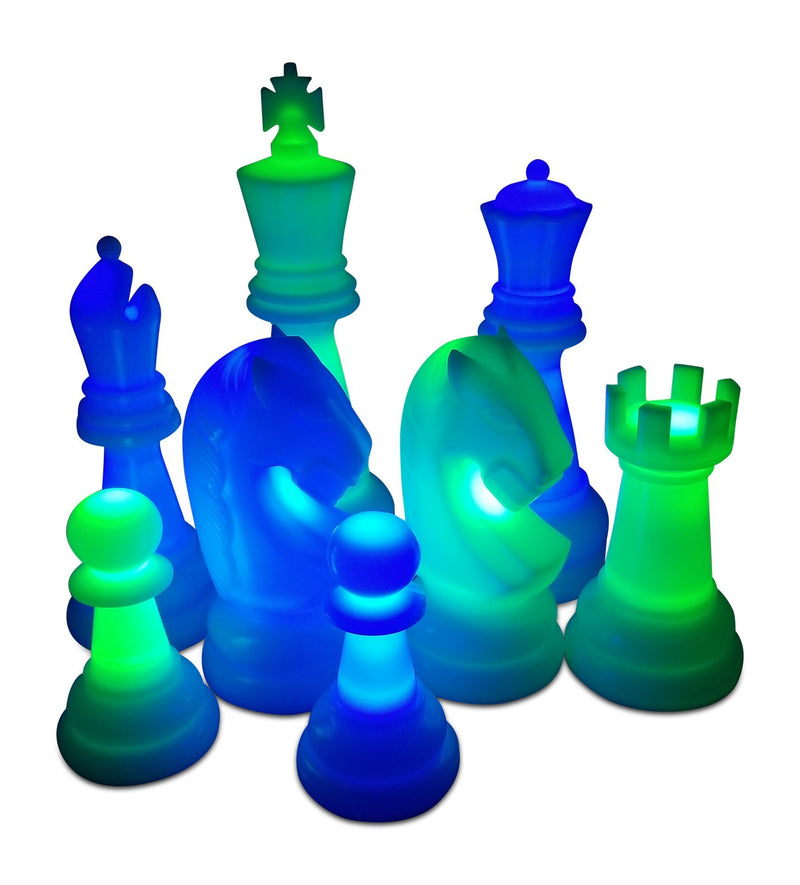 MegaChess 48 Inch Perfect LED Giant Chess Set - Option 2 - Night Time Only Set | Blue/Green | MegaChess.com