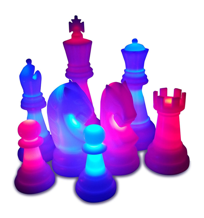 MegaChess 48 Inch Perfect LED Giant Chess Set - Option 2 - Night Time Only Set | Red/Blue | MegaChess.com