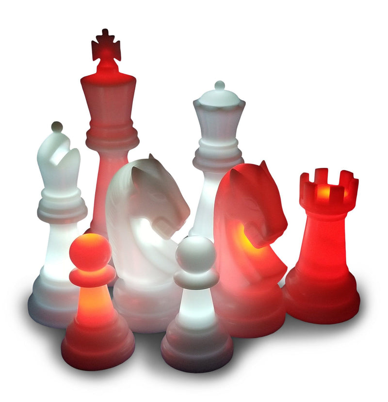MegaChess 48 Inch Perfect LED Giant Chess Set - Option 2 - Night Time Only Set | Red/White | MegaChess.com