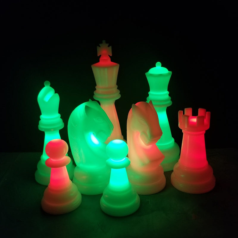 MegaChess 26 Inch Perfect LED Giant Chess Set - Option 2 - Night Time Only Set | Red/Green | MegaChess.com