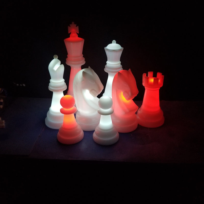 MegaChess 26 Inch Perfect LED Giant Chess Set - Option 2 - Night Time Only Set | Red/White | MegaChess.com