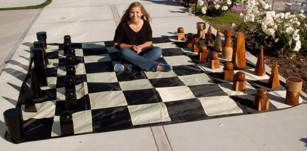 MegaChess 16 Inch Geometric Teak Giant Chess Set | Default Title | MegaChess.com