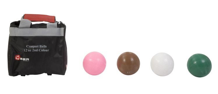 UBER Games Croquet Balls | 16oz Composite / Brown, Pink, White, Green | MegaChess.com