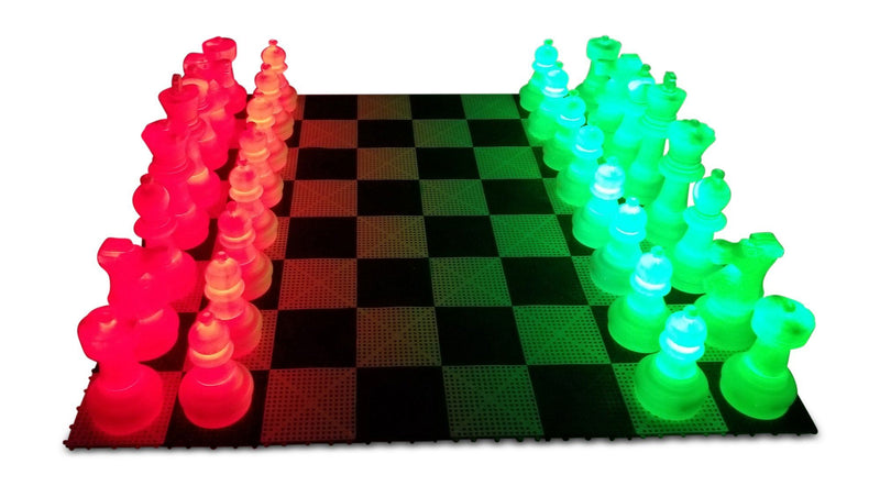 MegaChess 25 Inch Plastic LED Giant Chess Set - Option 3 - Day and Night Deluxe Set | Red/Green/Black | MegaChess.com