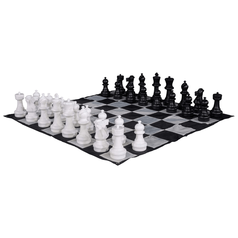 MegaChess Large Chess Pieces and Large Chess Mat - Black and White - Plastic - 12 inch King | Default Title | MegaChess.com