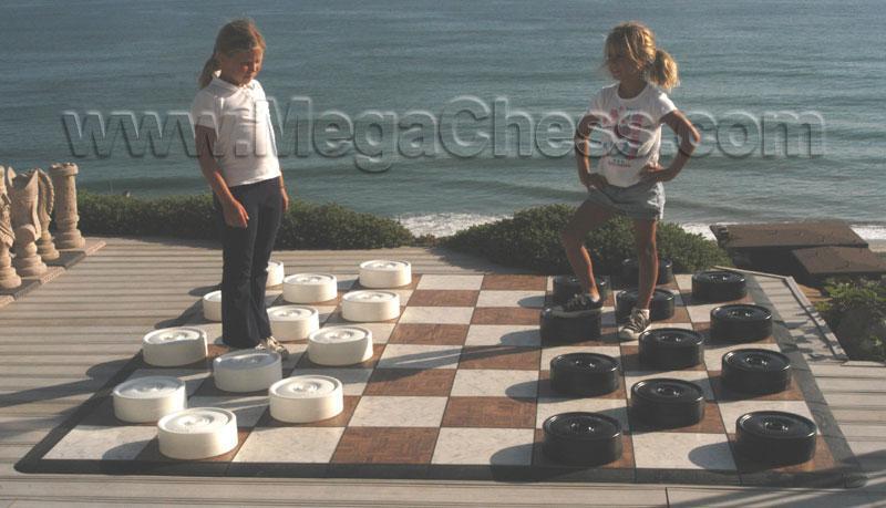 Mega Checker Plastic Set 10" Diameter with Quick Fold Nylon Chess Board |  | MegaChess.com