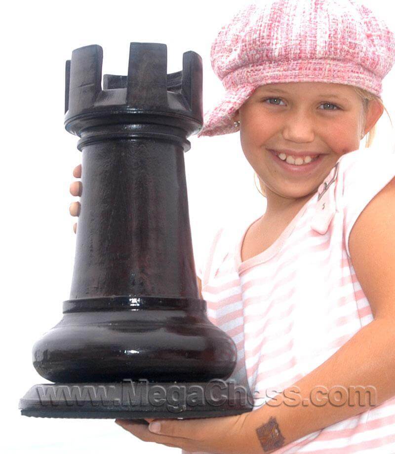 Giant Chess Piece 14 Inch Dark Teak Rook | MegaChess
