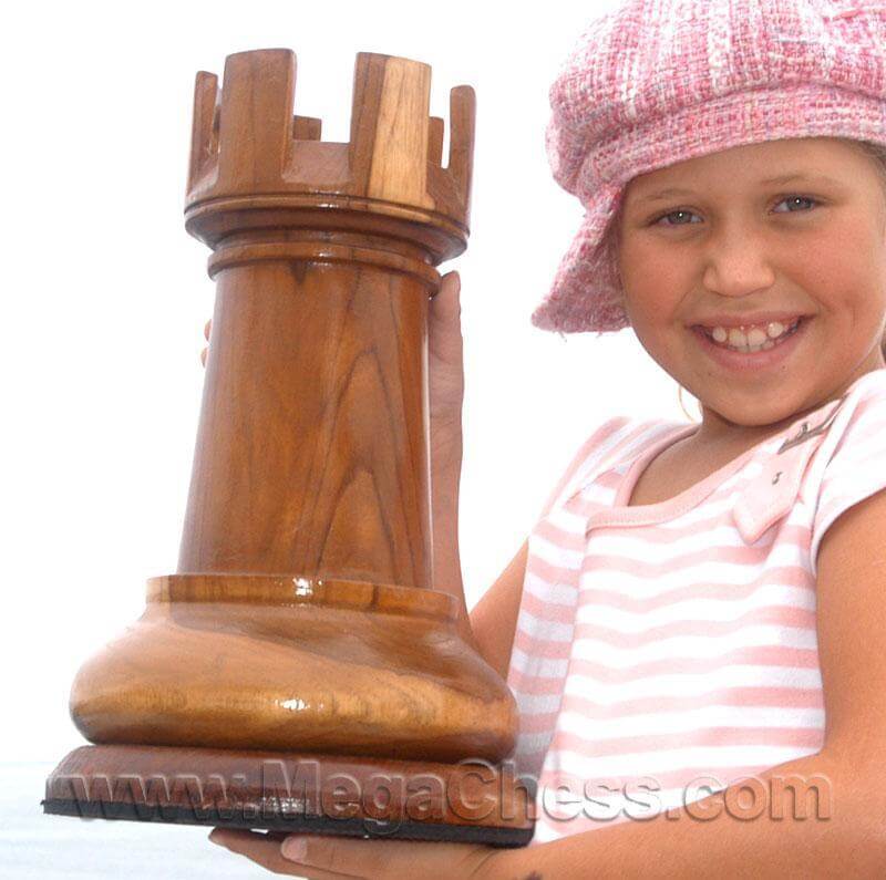 Giant Chess Piece 14 Inch Light Teak Rook | MegaChess