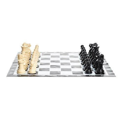 THE BIG CHESS SET | Plastic 8-inch Chess Set with Roll Up Vinyl